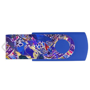 Cute blue abstract elements flash drive