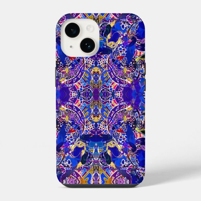 Cute blue abstract elements  iphone case (Back)