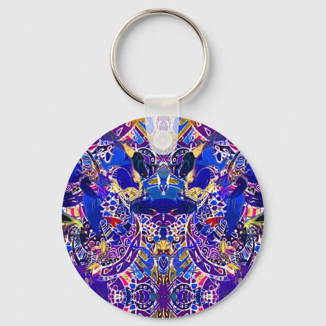 Cute blue abstract elements  keychain (Front)