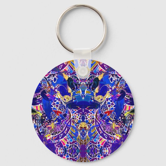 Cute blue abstract elements  throw pillow keychain (Front)