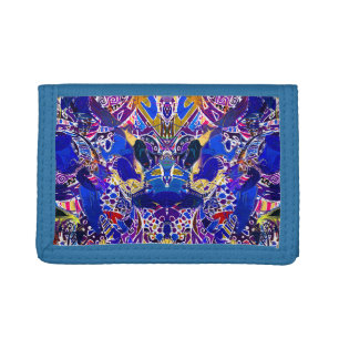 Cute blue abstract elements tri-fold wallet
