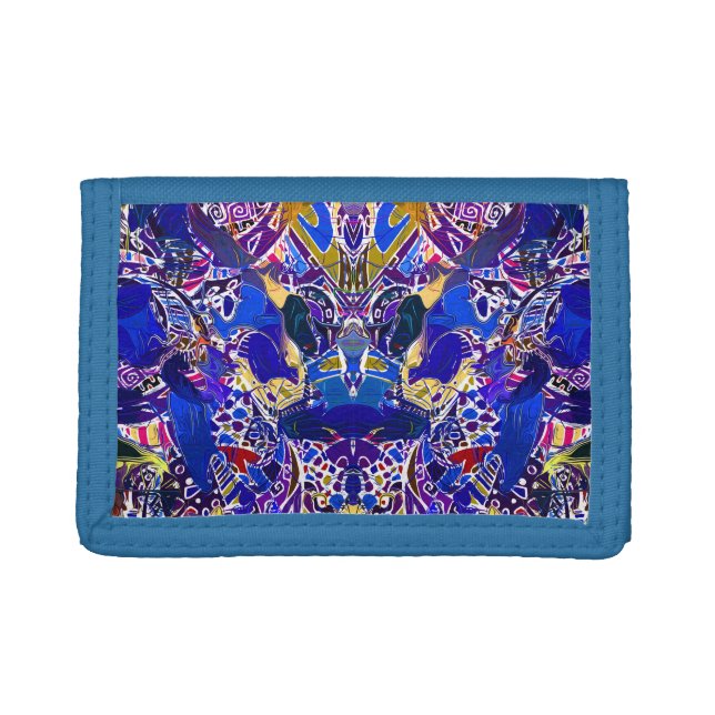Cute blue abstract elements  tri-fold wallet (Front)