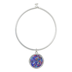 Cute blue abstract painting bangle bracelet
