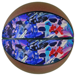Cute blue abstract painting basketball