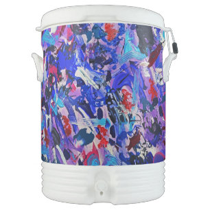 Cute blue abstract painting beverage cooler