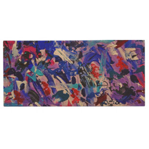 Cute blue abstract painting wood flash drive