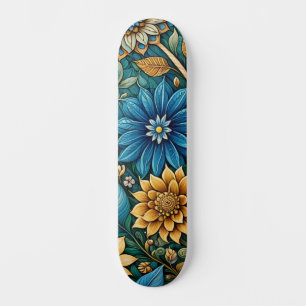 Cute Blue Abstract Sunflower Design Wide Street  Skateboard