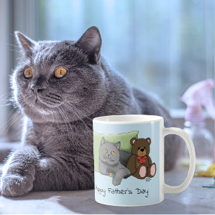 Cute Blue Adorable Gray Best Cat Dad Father’s Day Coffee Mug