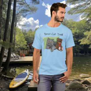 Cute Blue Adorable Gray Best Cat Dad Father’s Day T-Shirt