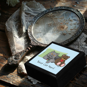 Cute Blue Adorable Gray Best Cat Mom Mother’s Day Gift Box