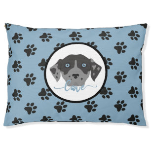 Cute blue and black paw print modern pet bed