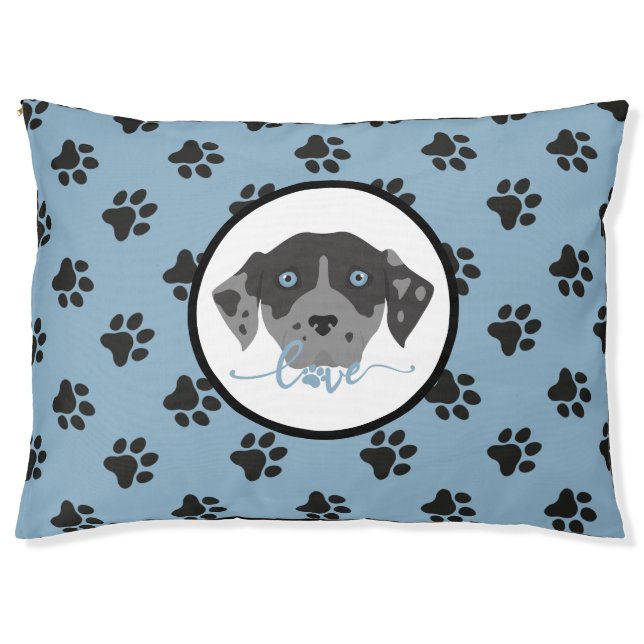 Cute blue and black paw print modern  pet bed (Front)