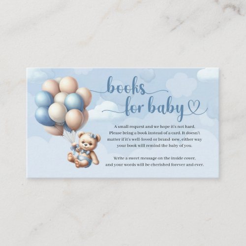 Cute blue and brown bear balloons Books for baby Enclosure Card
