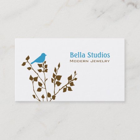 Cute Blue And Brown Bird Business Card