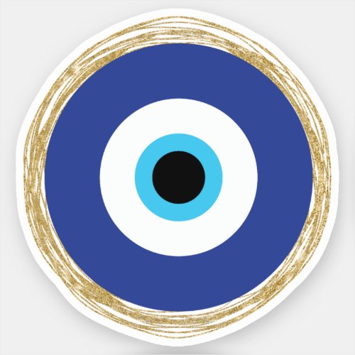 Cute Blue and Gold Evil Eye Sticker