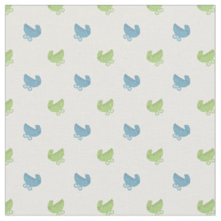 Cute Blue and Green Baby Buggy Pattern Fabric