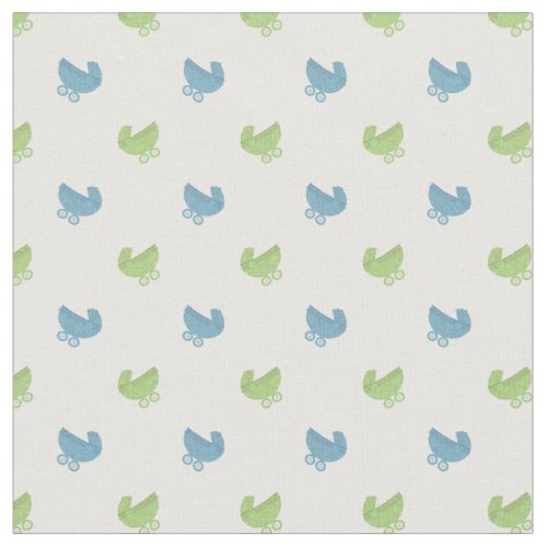Cute Blue and Green Baby Buggy Pattern Fabric