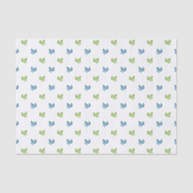 Cute Blue and Green Baby Buggy Pattern Tissue Paper (Front)