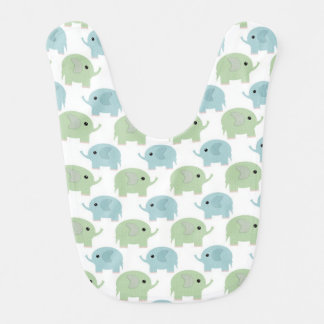 Cute Blue and Green Elephants Baby Bib