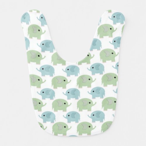 Cute Blue and Green Elephants Baby Bib
