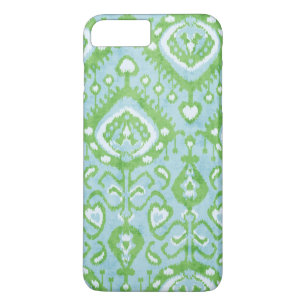 Cute blue and green ikat tribal patterns iPhone 8 plus/7 plus case