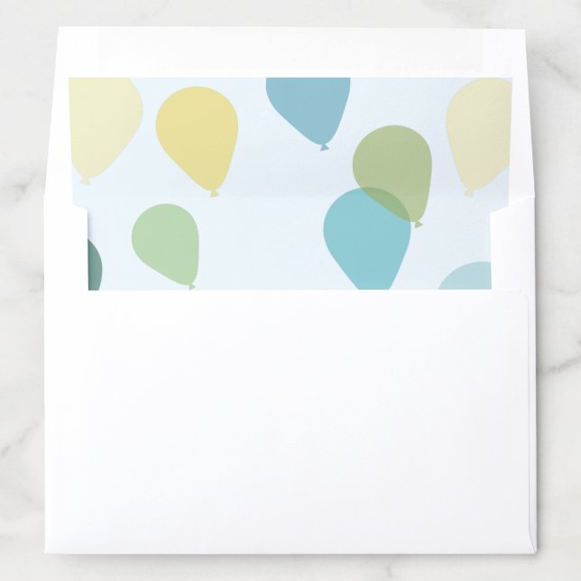 Cute Blue And Green Party Balloon Envelope Liner (In Envelope)