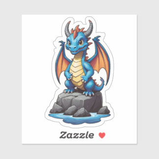 Cute Blue and Orange Dragon Sticker
