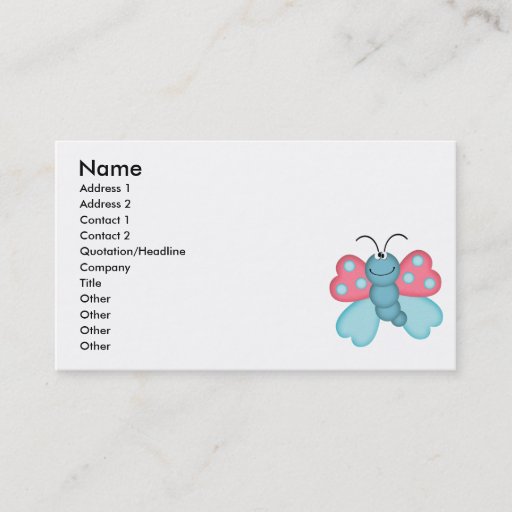 Customizable cute blue and pink butterfly business card templates