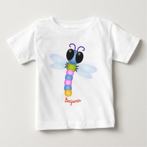Cute blue and pink dragonfly cartoon illustration baby T_Shirt