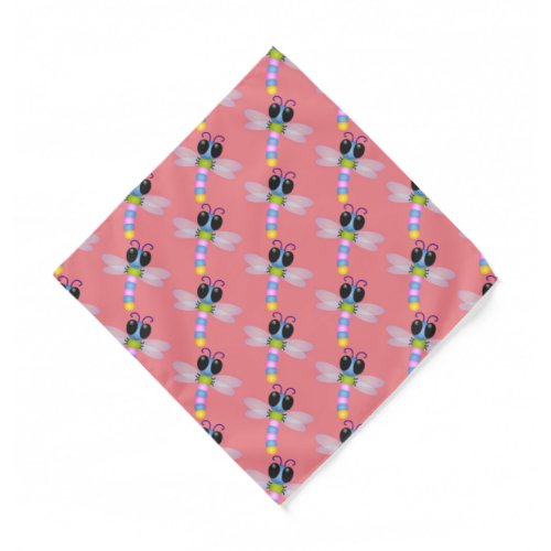 Cute blue and pink dragonfly cartoon illustration bandana