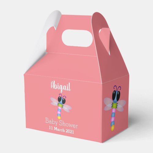 Cute blue and pink dragonfly cartoon illustration favor boxes