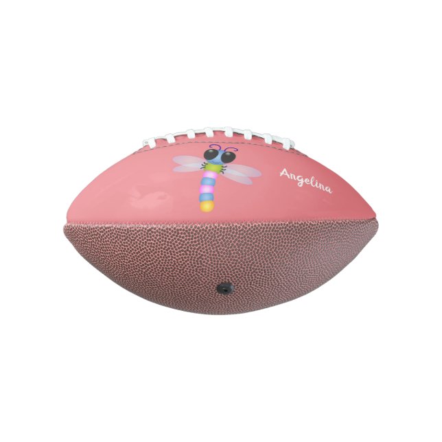 Cute blue and pink dragonfly cartoon illustration football (Rotated 270)