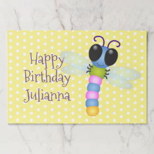 Cute blue and pink dragonfly cartoon illustration paper pad