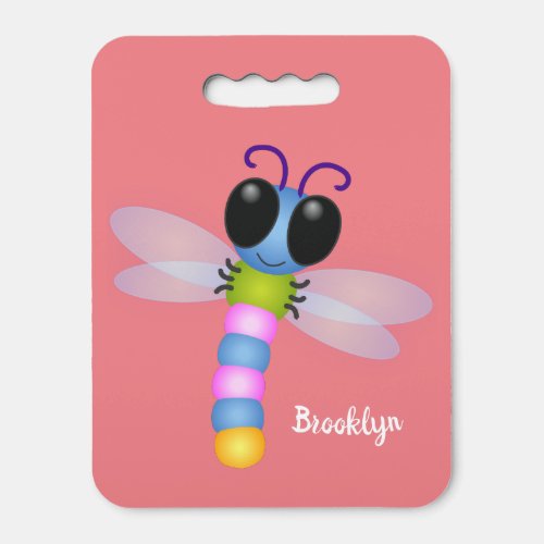 Cute blue and pink dragonfly cartoon illustration seat cushion