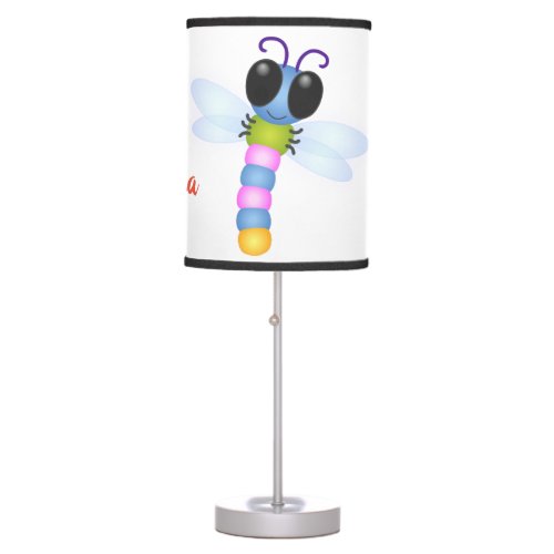 Cute blue and pink dragonfly cartoon illustration table lamp