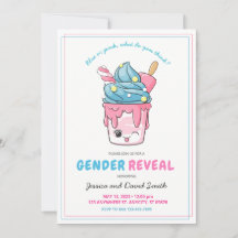 Cute Blue and Pink Ice Cream Sunday Gender Reveal