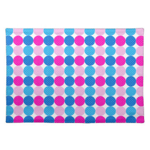 Cute Blue and Pink Polka Dot Pattern Cloth Placemat