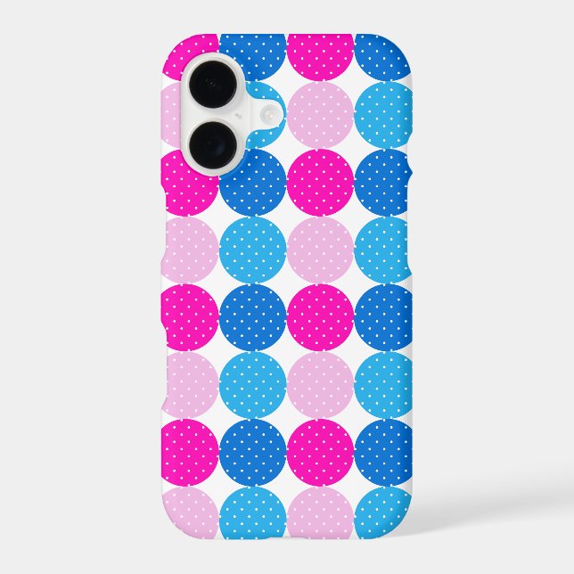 Cute Blue and Pink Polka Dot Pattern Iphone Case (Back)