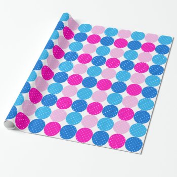 Cute Blue And Pink Polka Dot Pattern Wrapping Paper by VintageDesignsShop at Zazzle