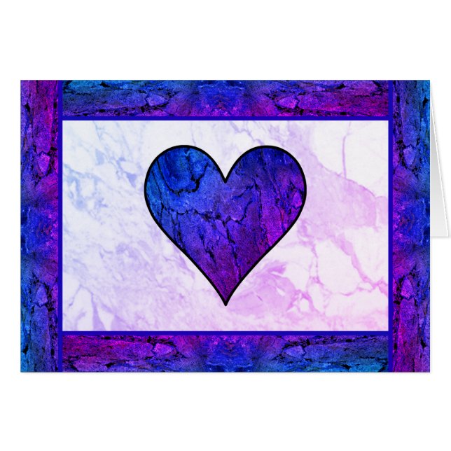 Cute Blue and Purple Heart Cards (Front Horizontal)