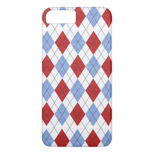 Cute Blue and Red Argyle Fabric Pattern iPhone 8 Plus7 Plus Case