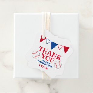 Editable Baseball Team Party Favor Tags Personalized Jersey 