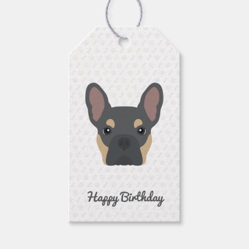 Cute Blue and Tan French Bulldog Birthday Gift Tags