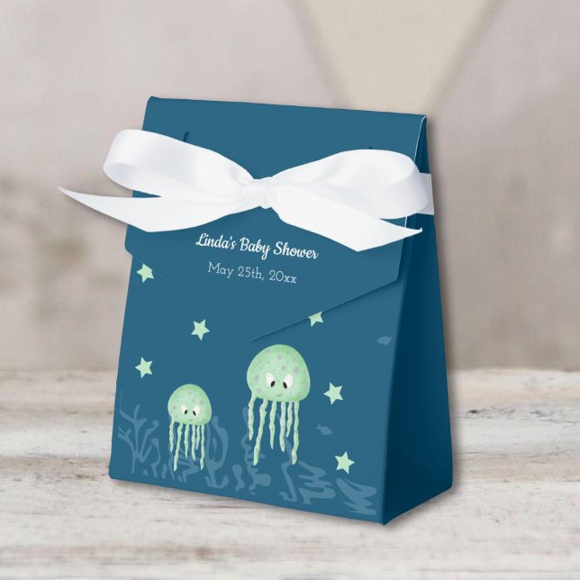 Cute Blue and Turquoise Under the Sea Jellyfish  Favor Boxes (Creator Uploaded)