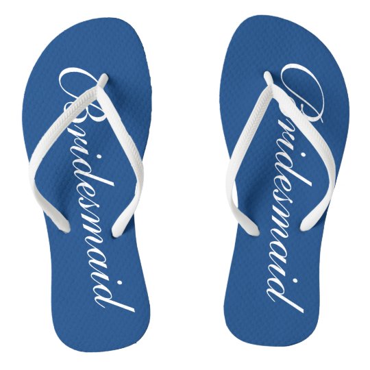 Cute blue and white bridesmaid wedding flip flops | Zazzle.com