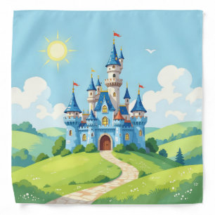 Cute blue and white castle bandana