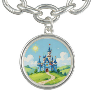 Cute blue and white castle bracelet