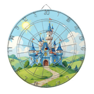 Cute blue and white castle dart board