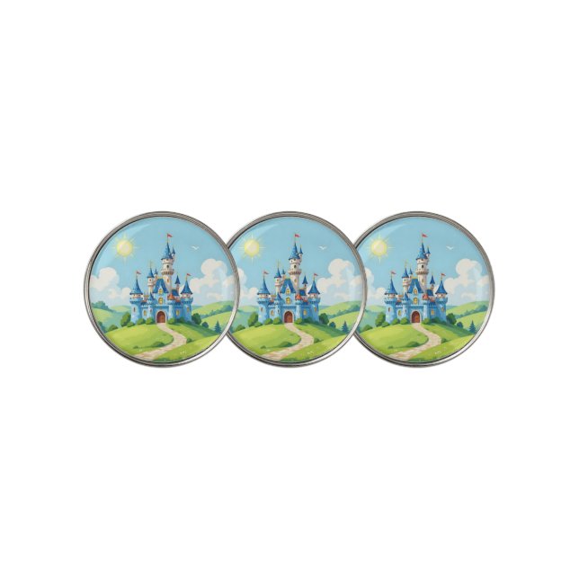 Cute blue and white castle golf ball marker (3 Up)