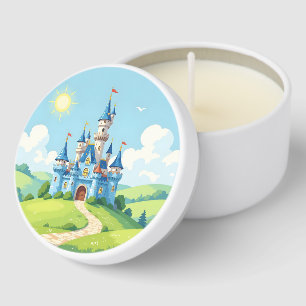 Cute blue and white castle mini candle favors